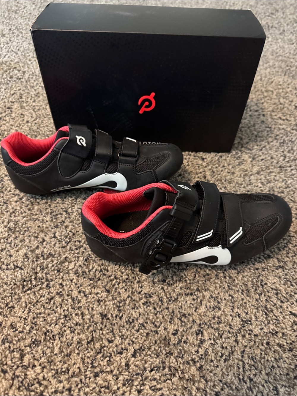 Peloton Black, White & Red Cycling Shoes